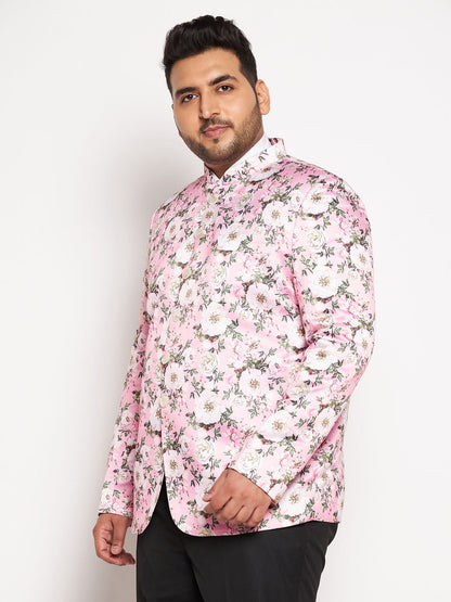 Vastramay plus size mens pink color silk blend jodhpuri