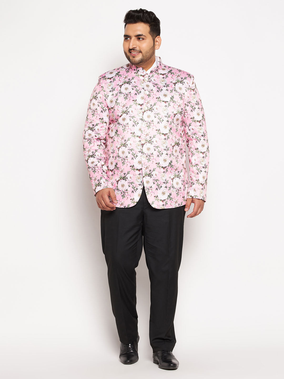 Vastramay plus size mens pink color silk blend jodhpuri