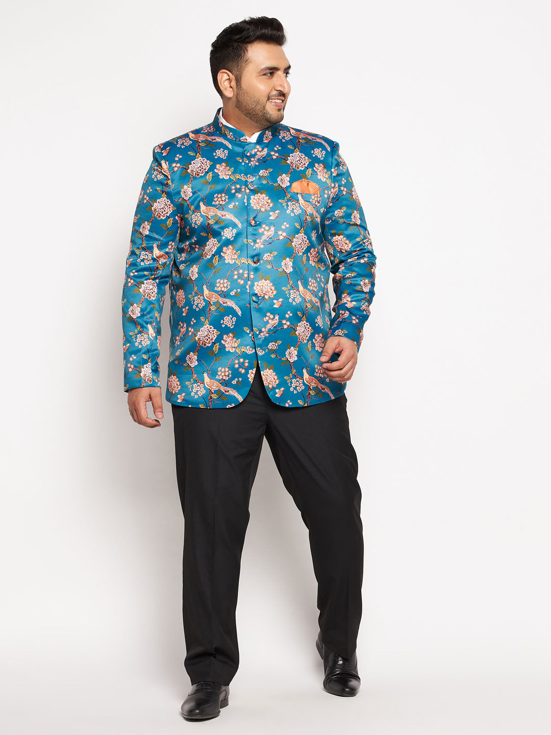 Vastramay plus size mens turquoise silk blend jodhpuri