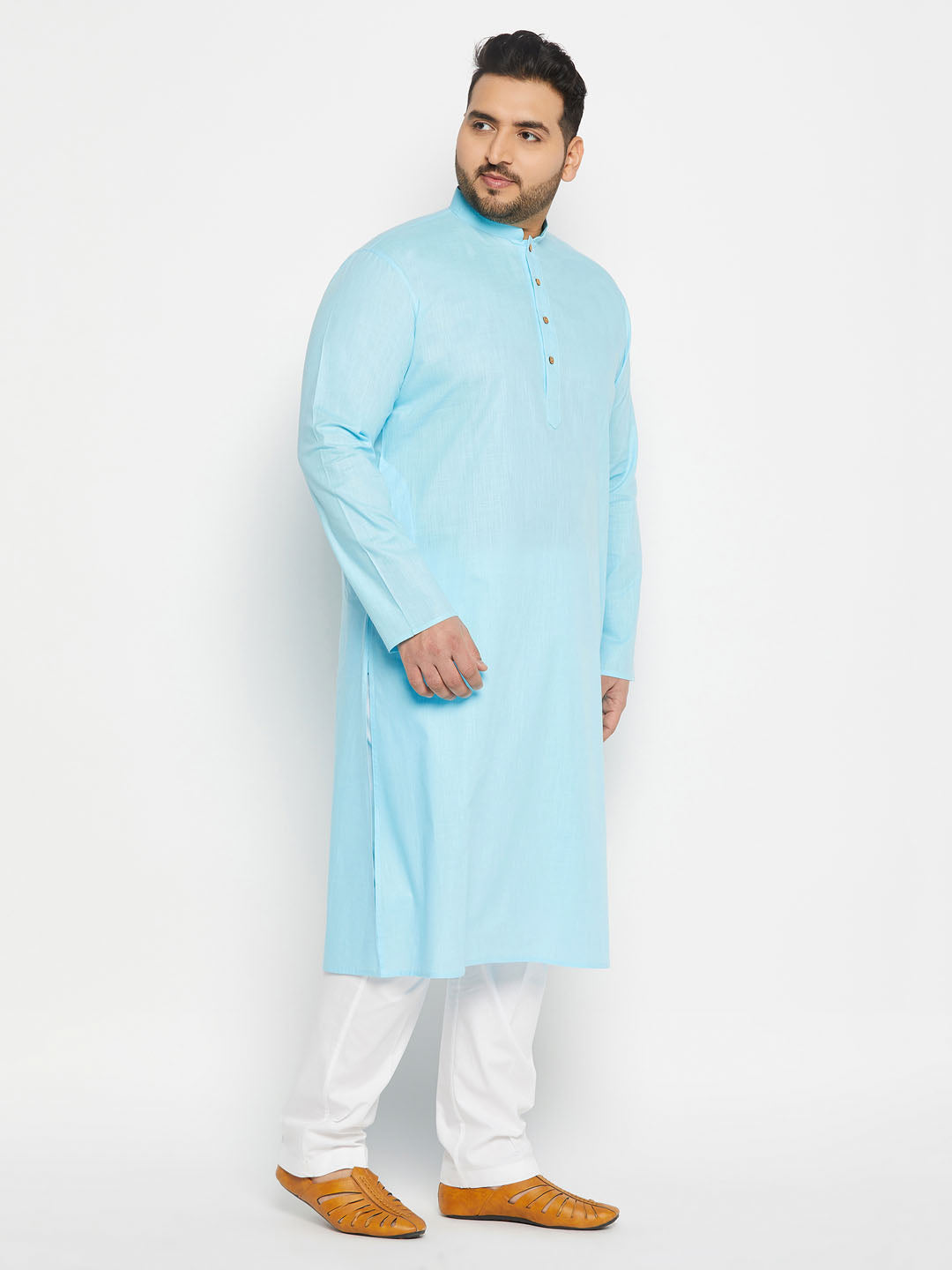 vastramay mens plus size white cotton blend kurta and cotton pant style pyjama set