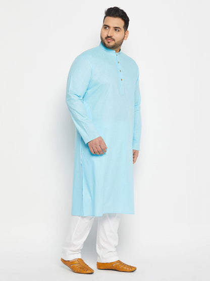 vastramay mens plus size white cotton blend kurta and cotton pant style pyjama set