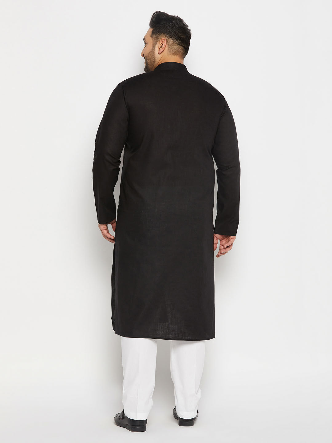 vastramay mens plus size black cotton kurta and cotton pant style pyjama set