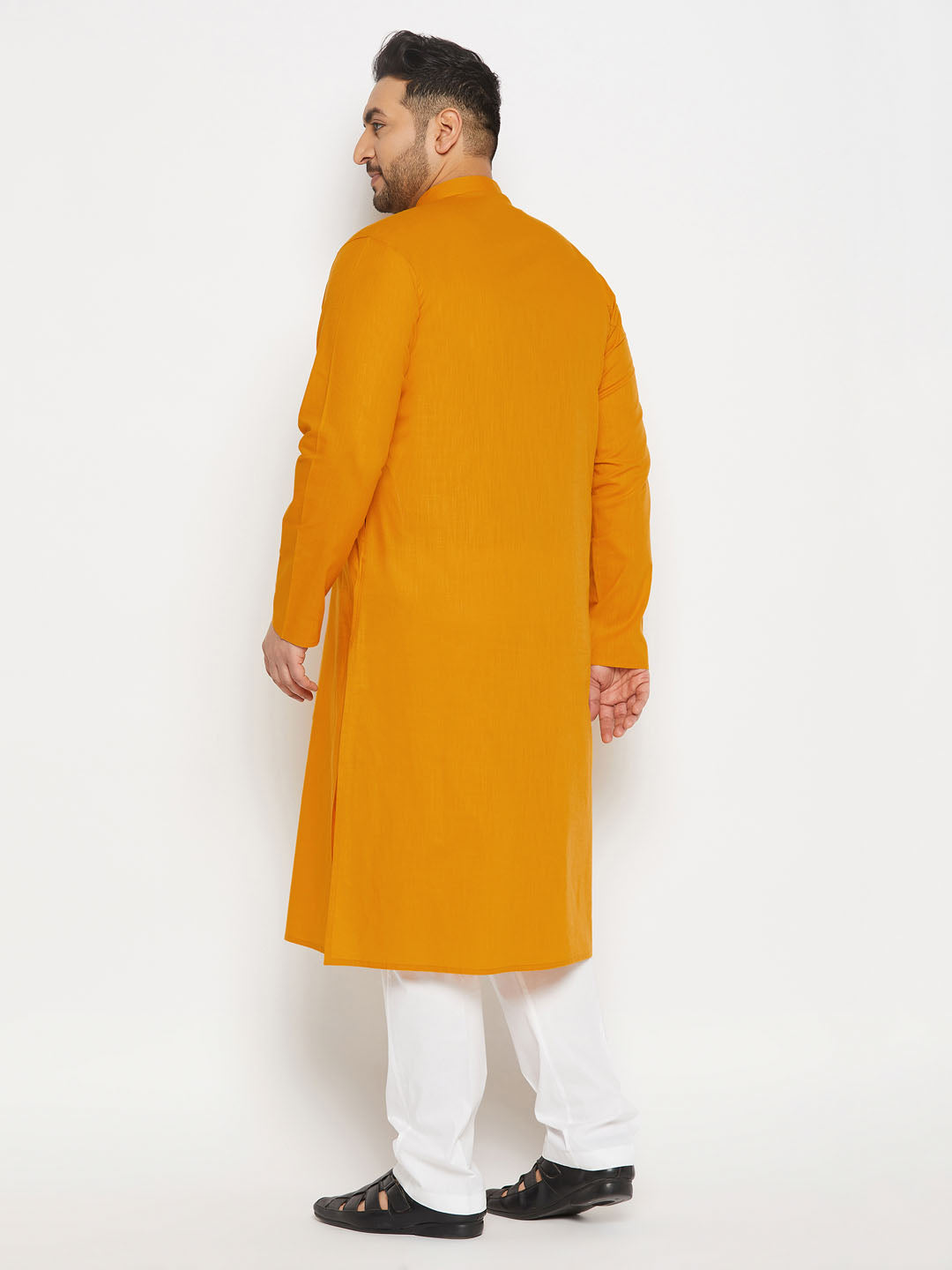 vastramay mens plus size mustard cotton kurta and cotton pant style pyjama set