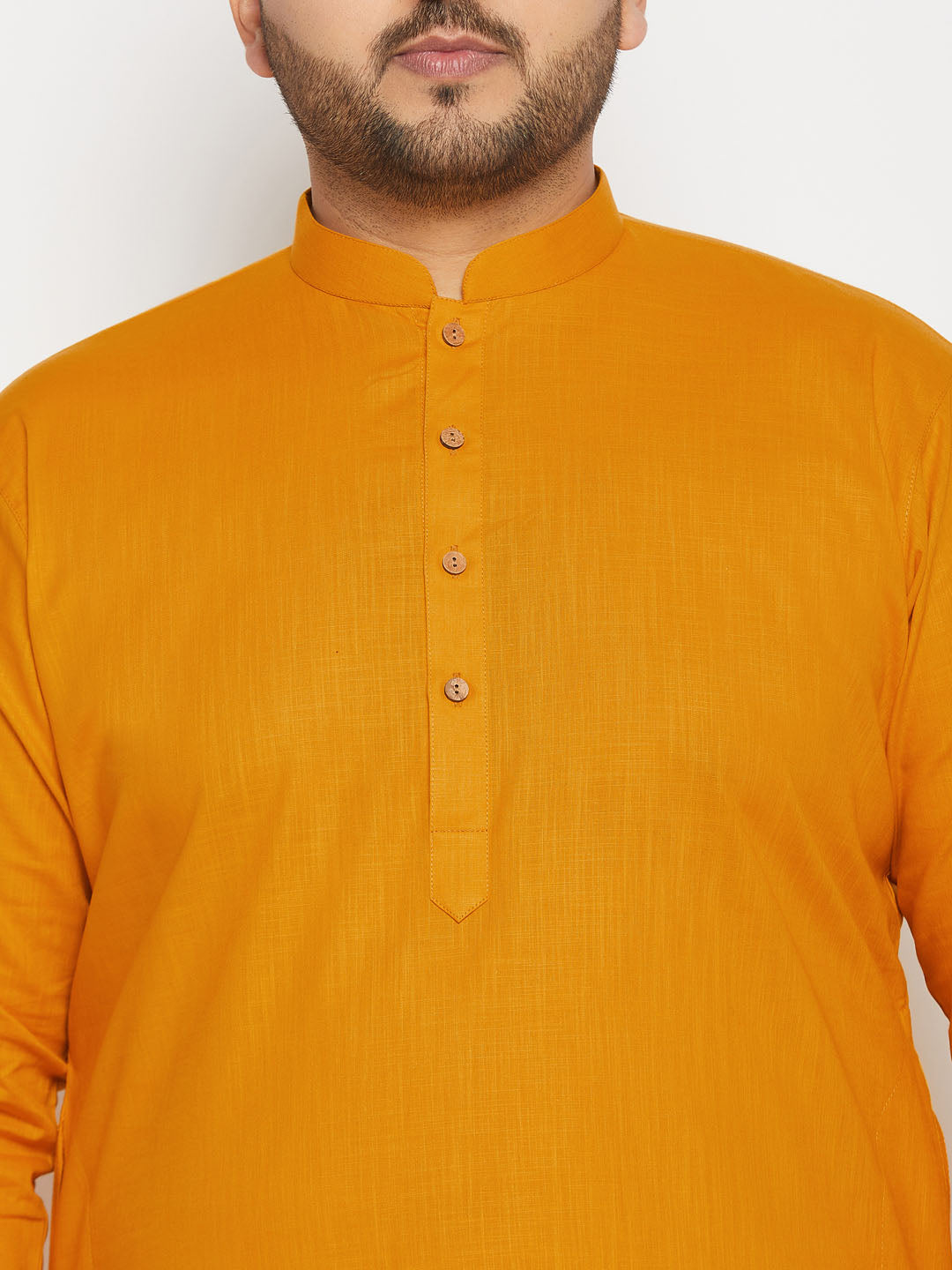 vastramay mens plus size mustard cotton kurta and cotton pant style pyjama set