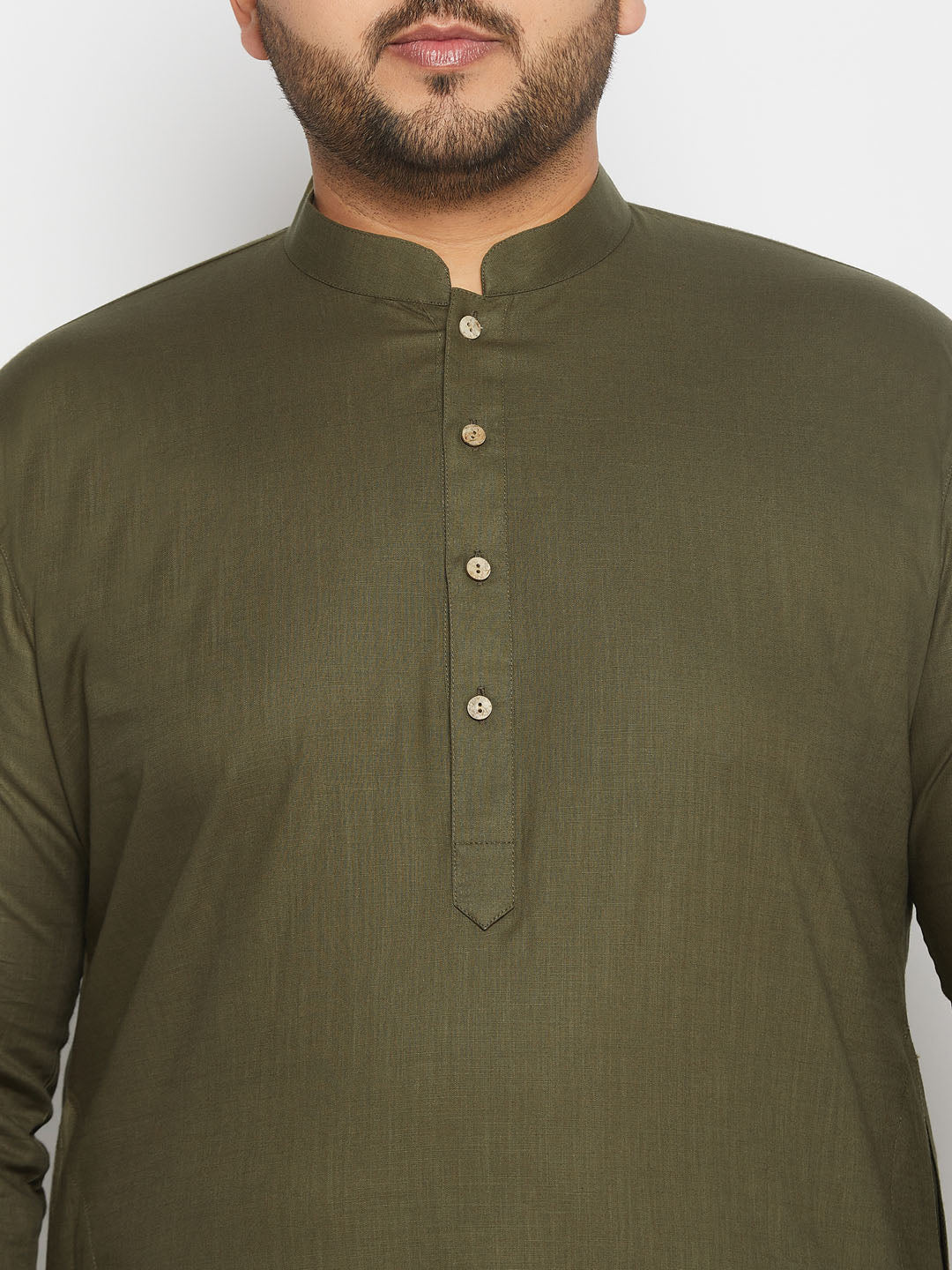 vastramay mens plus size mehndi green cotton kurta and cotton pant style pyjama set