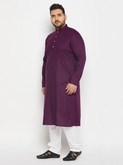 vastramay mens plus size purple cotton kurta and cotton pant style pyjama set