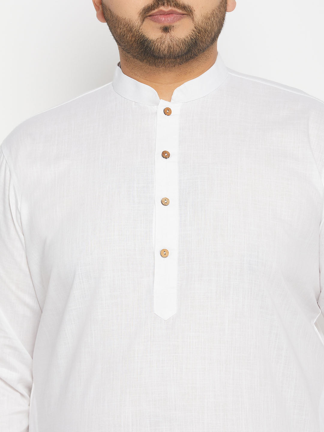 vastramay mens plus size white cotton kurta and cotton pant style pyjama set