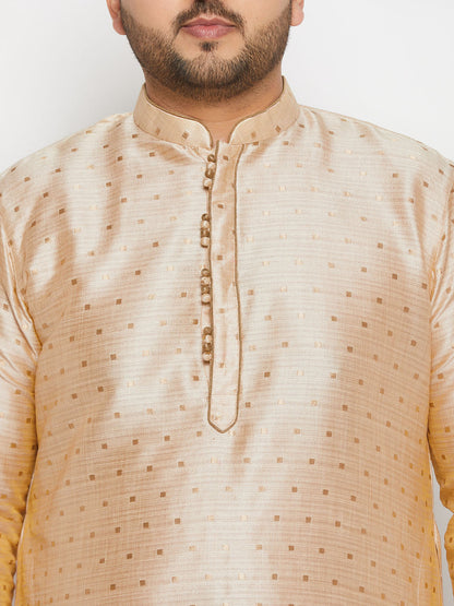 vastramay mens plus size gold cotton silk blend kurta and pyjama set