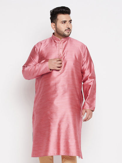 Vastramay mens plus size pink woven kurta