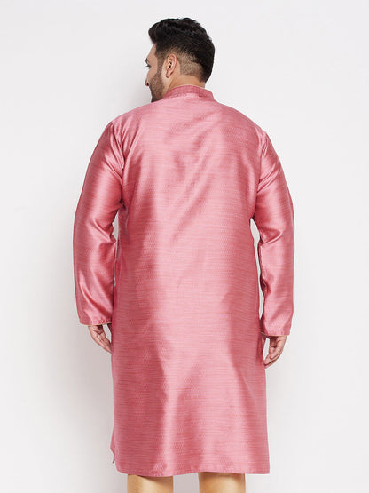 Vastramay mens plus size pink woven kurta
