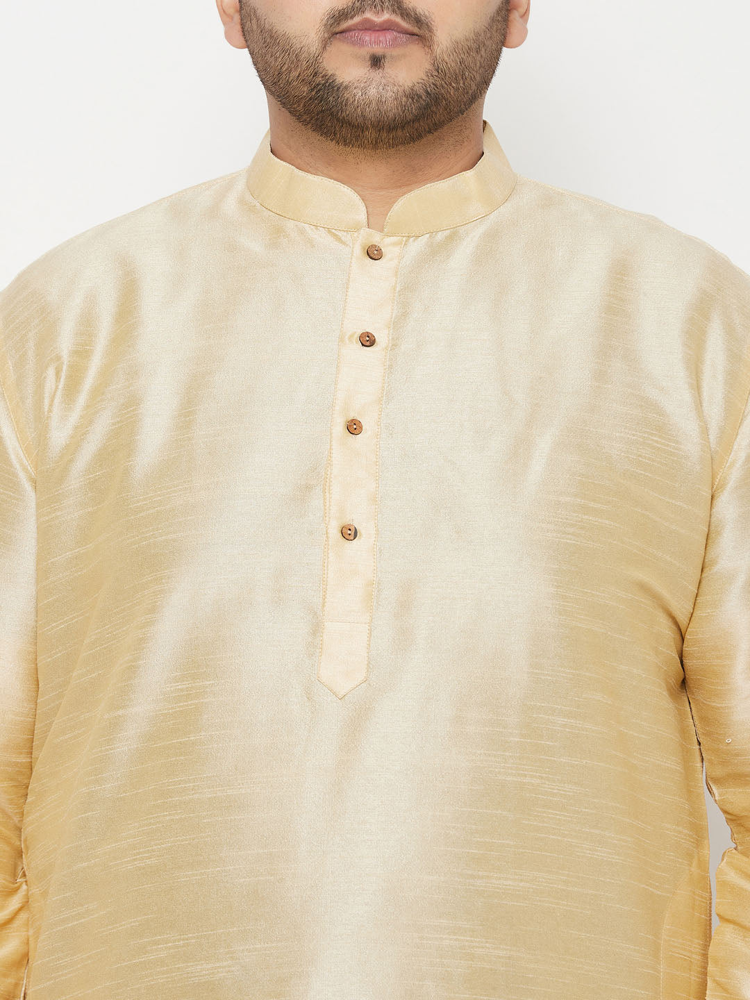 Vastramay mens plus size gold cotton kurta and maroon dhoti set