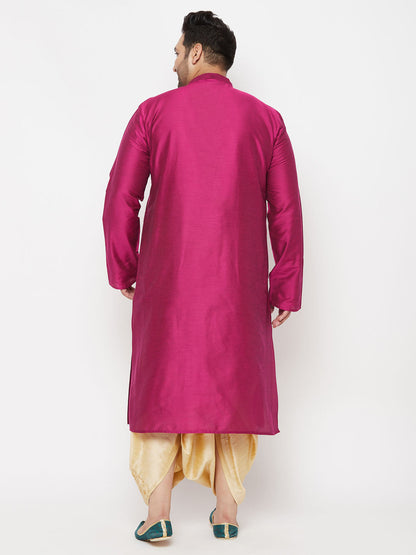 Vastramay mens plus size falsa silk blend kurta and gold dhoti set