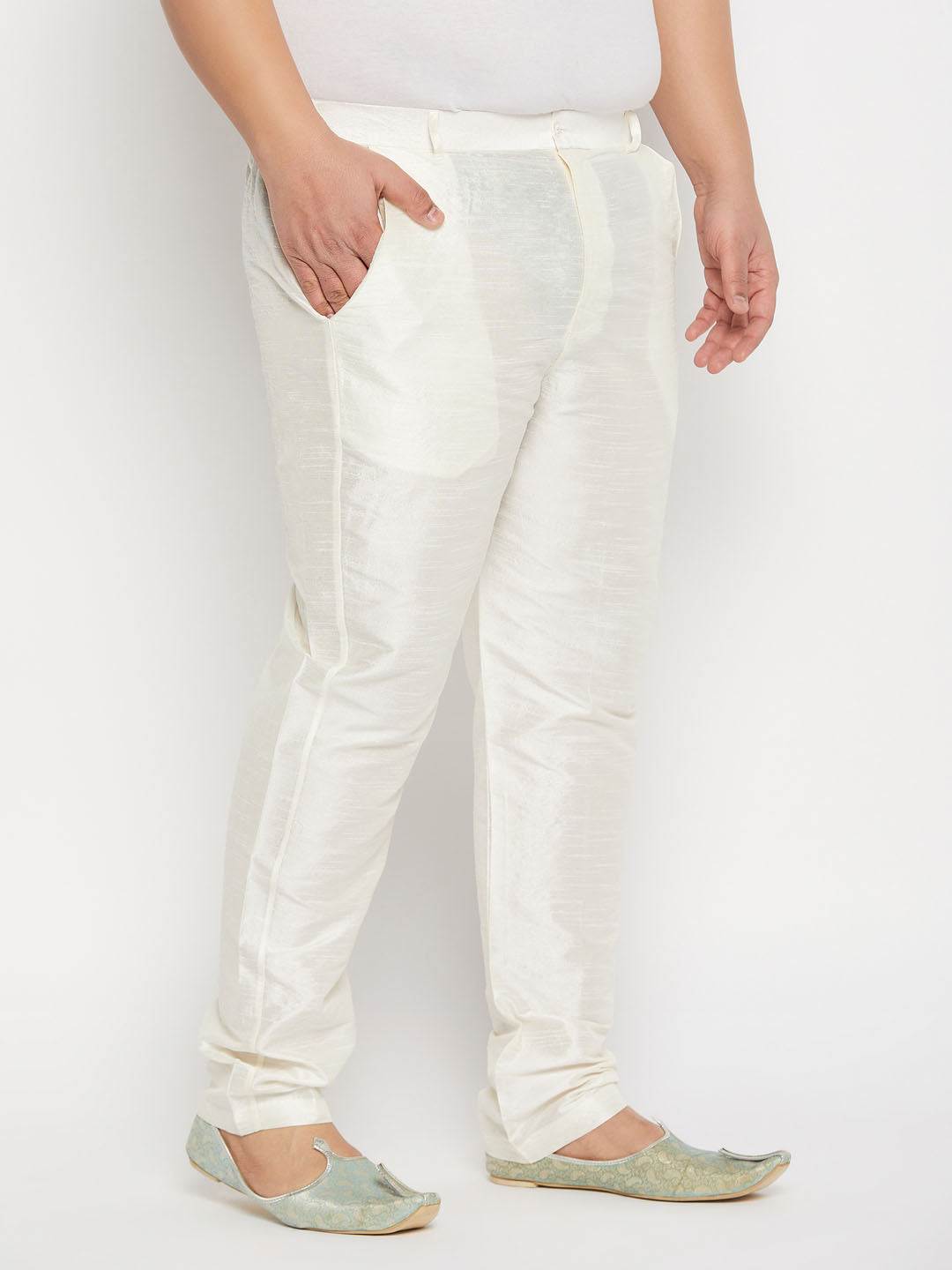 Vastramay mens plus size cream silk blend pant style pyjama