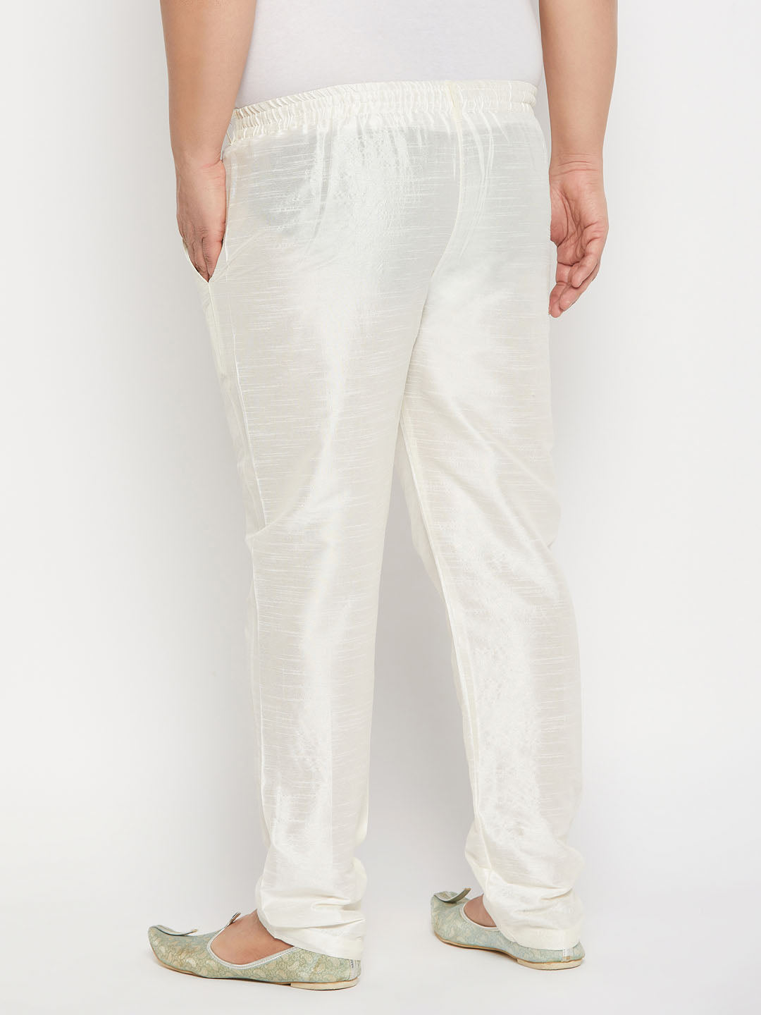 Vastramay mens plus size cream silk blend pant style pyjama