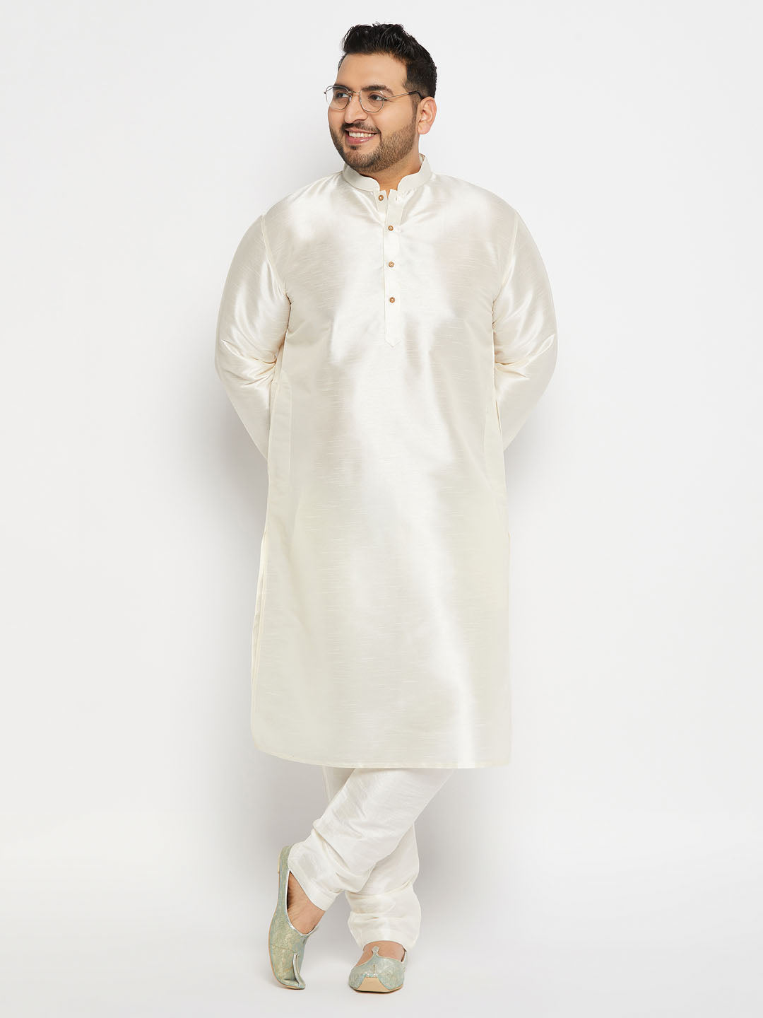 Vastramay mens plus size cream silk blend pant style pyjama