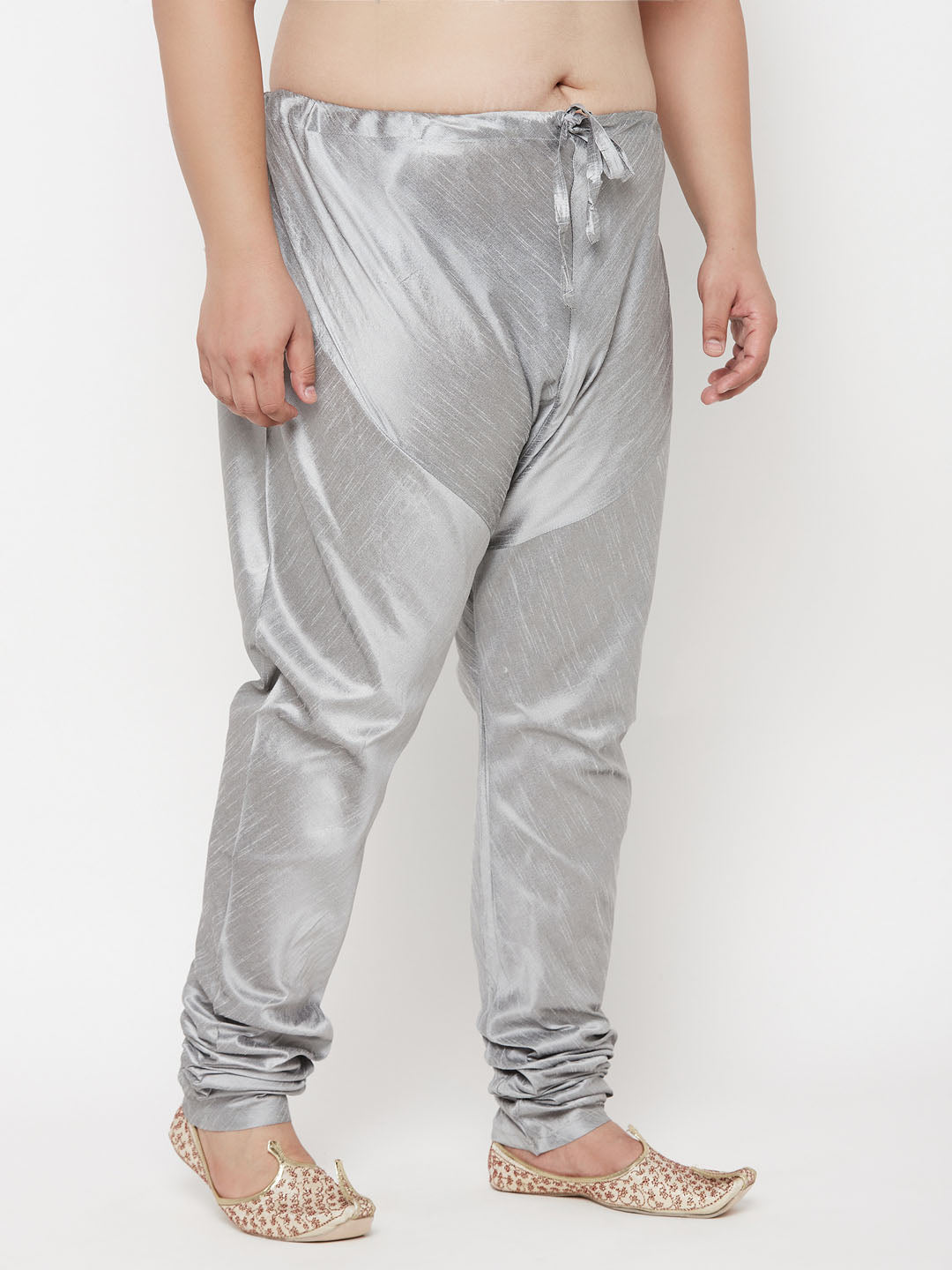 Vastramay Men's Plus Size Grey Cotton Silk Blend Pyjama