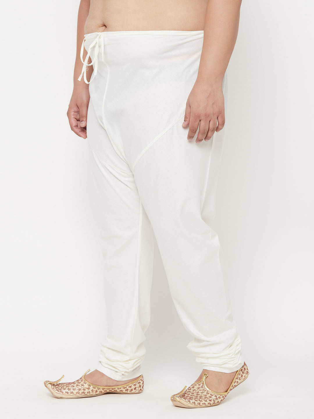 Vastramay Men's Plus Size Cream Silk Blend Pyjama