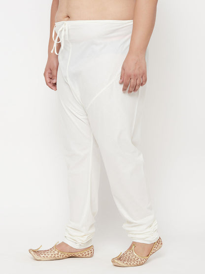 Vastramay Men's Plus Size Cream Silk Blend Pyjama