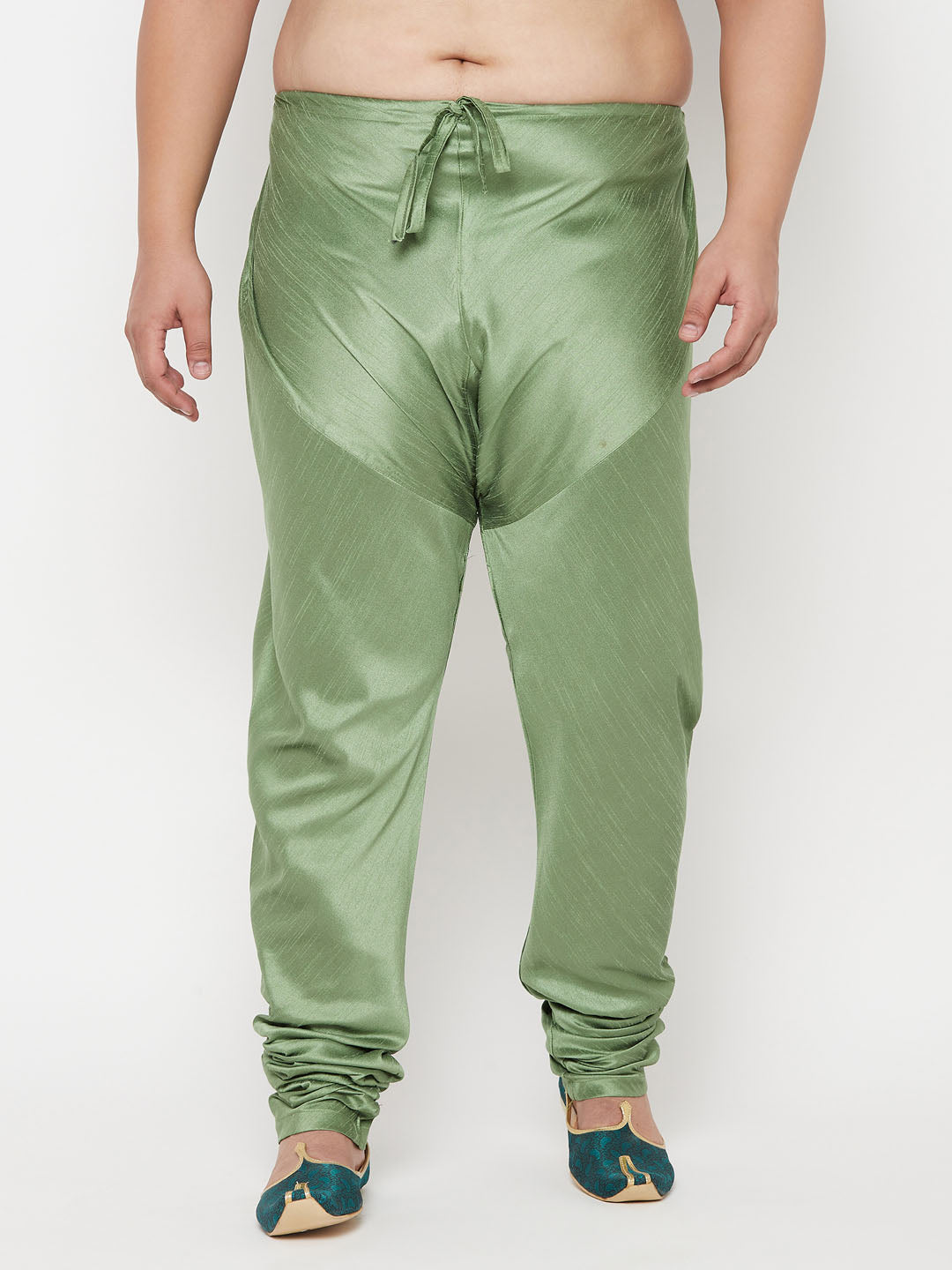 Vastramay mens plus size green cotton silk blend pyjama