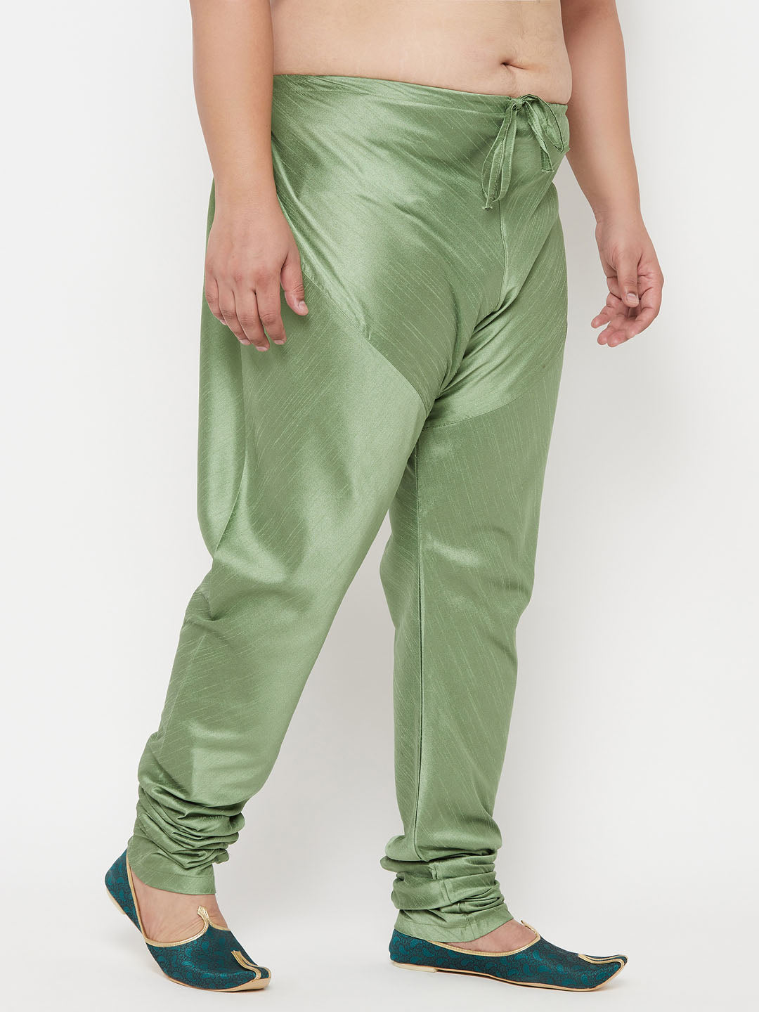 Vastramay mens plus size green cotton silk blend pyjama