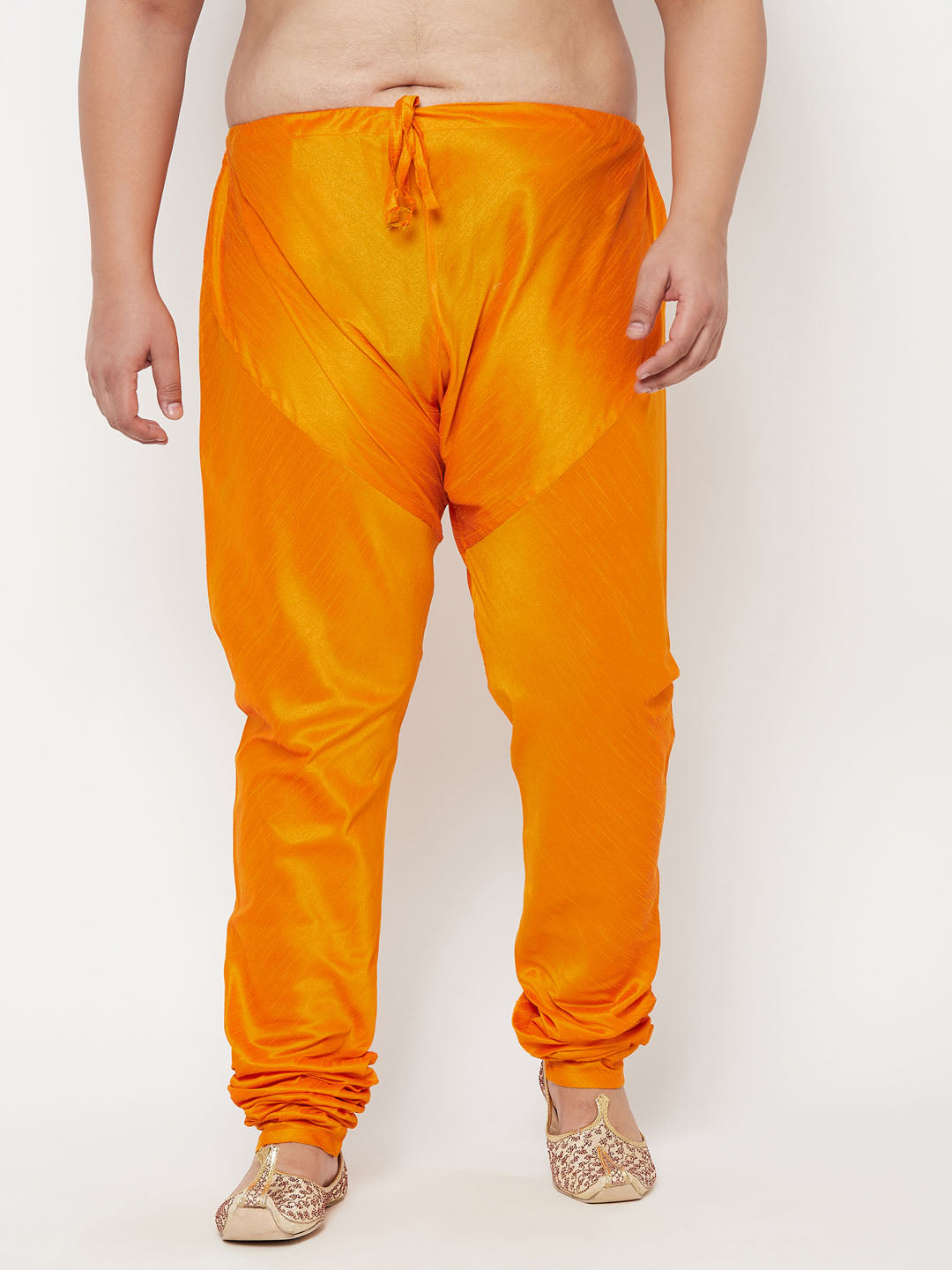 Vastramay mens plus size orange cotton silk blend pyjama