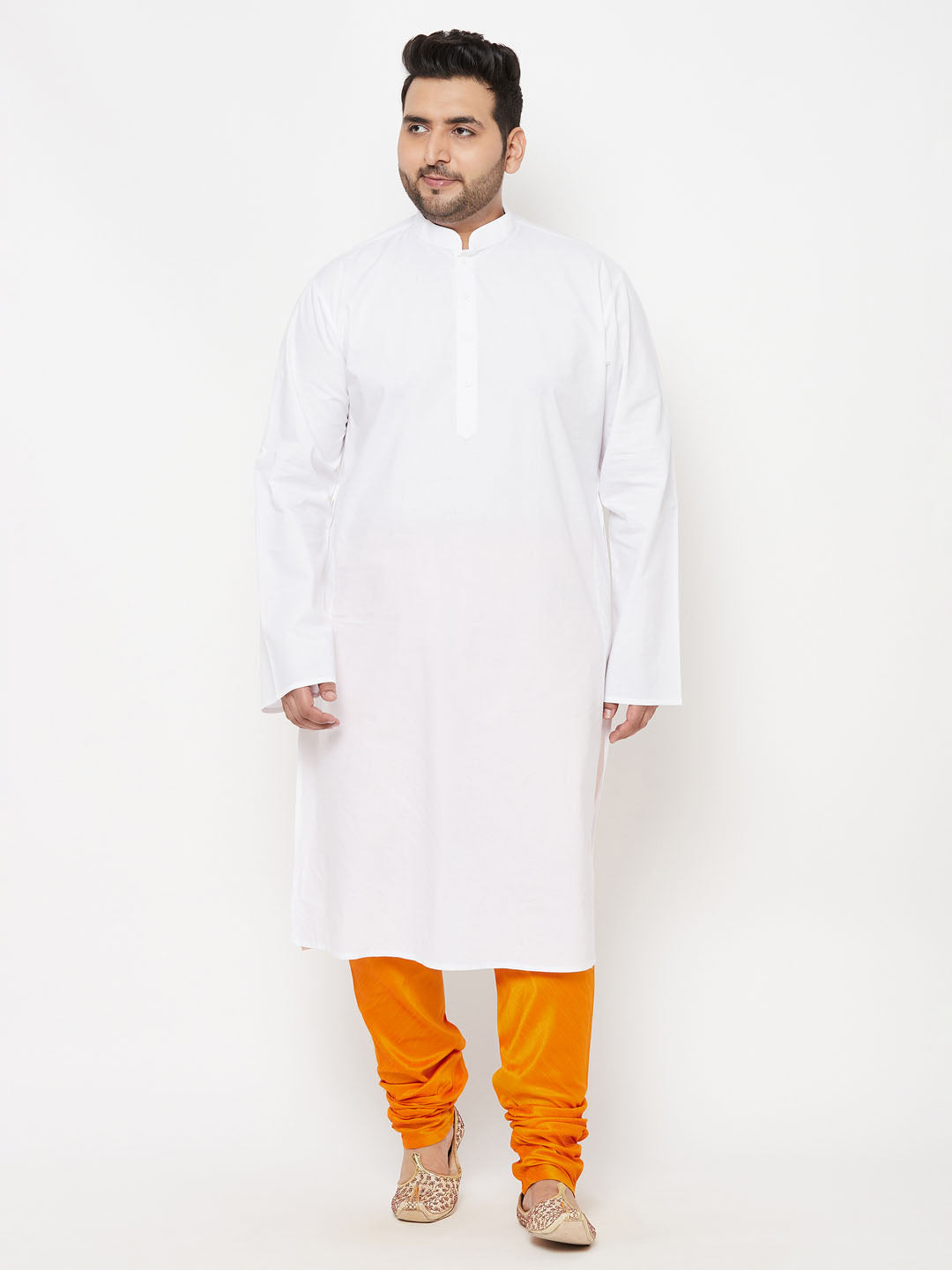 Vastramay mens plus size orange cotton silk blend pyjama