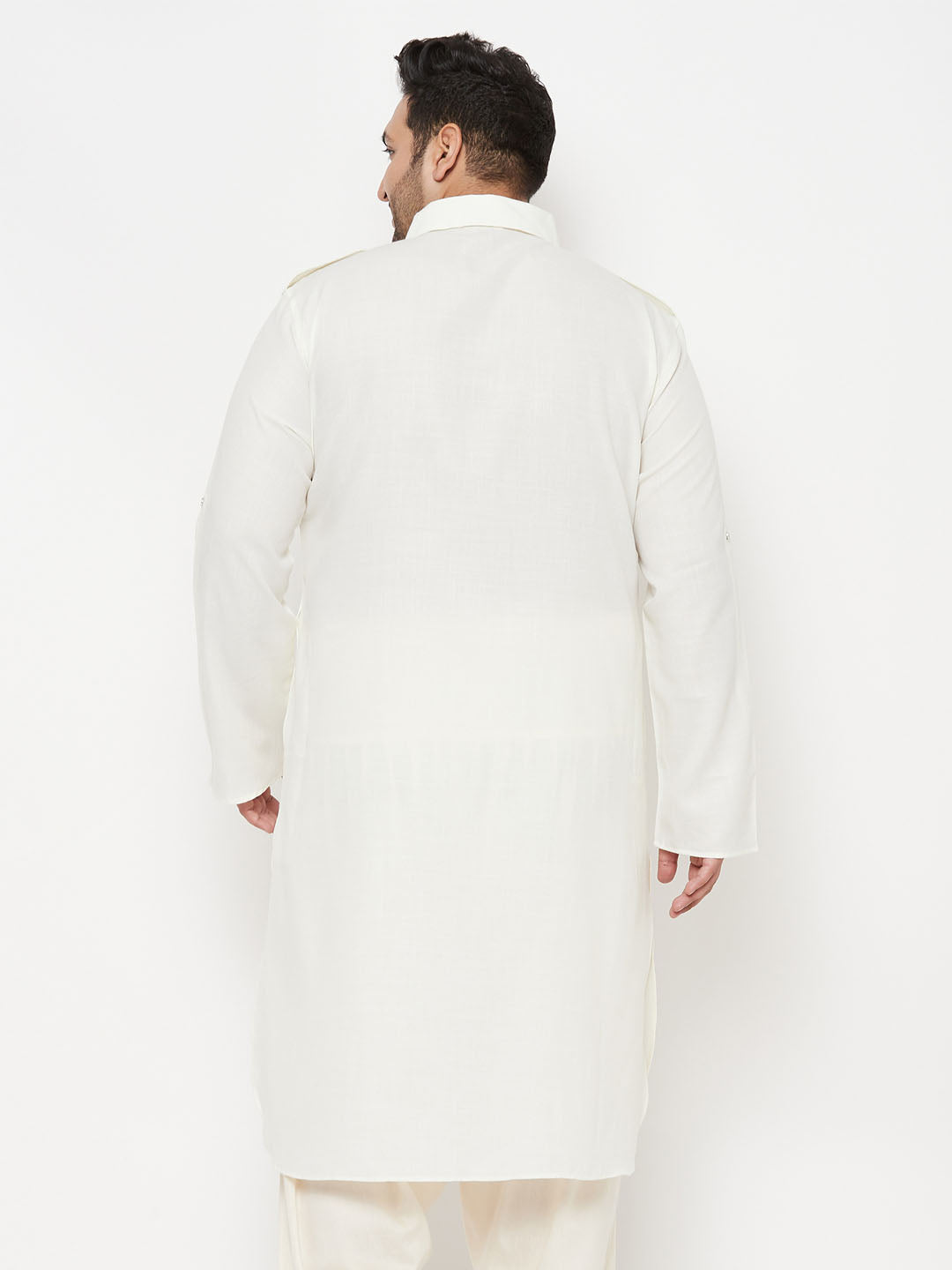 Vastramay mens plus size cream cotton blend pathani kurta