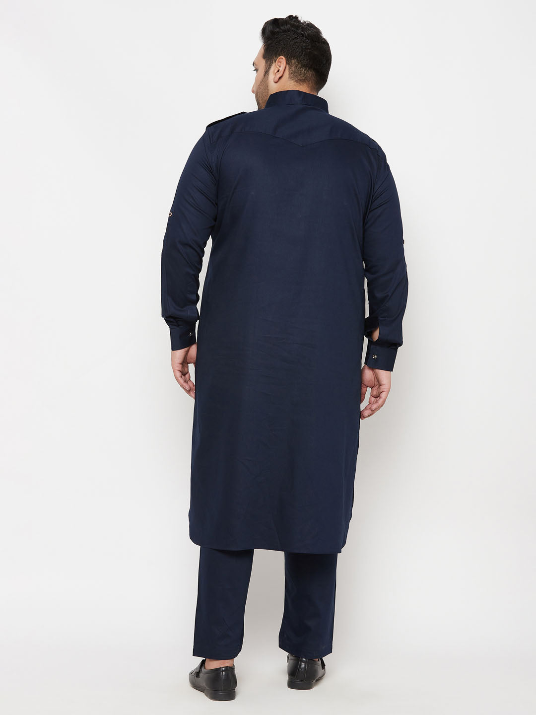 Vastramay mens plus size blue cotton blend pathani kurta