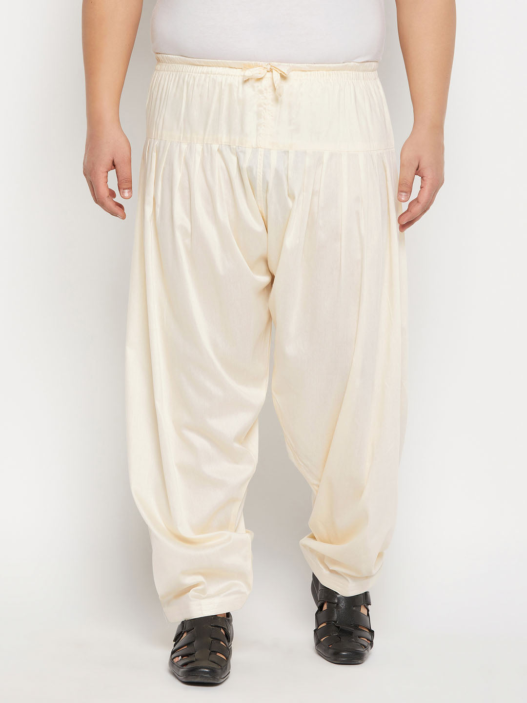 Vastramay mens plus size cream cotton blend patiala