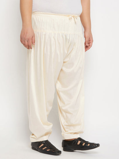 Vastramay mens plus size cream cotton blend patiala