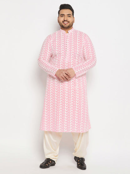 Vastramay mens plus size cream cotton blend patiala