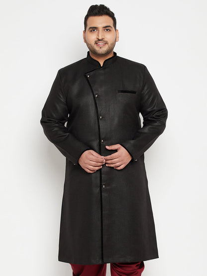 vastramay mens plus size black sherwani only top