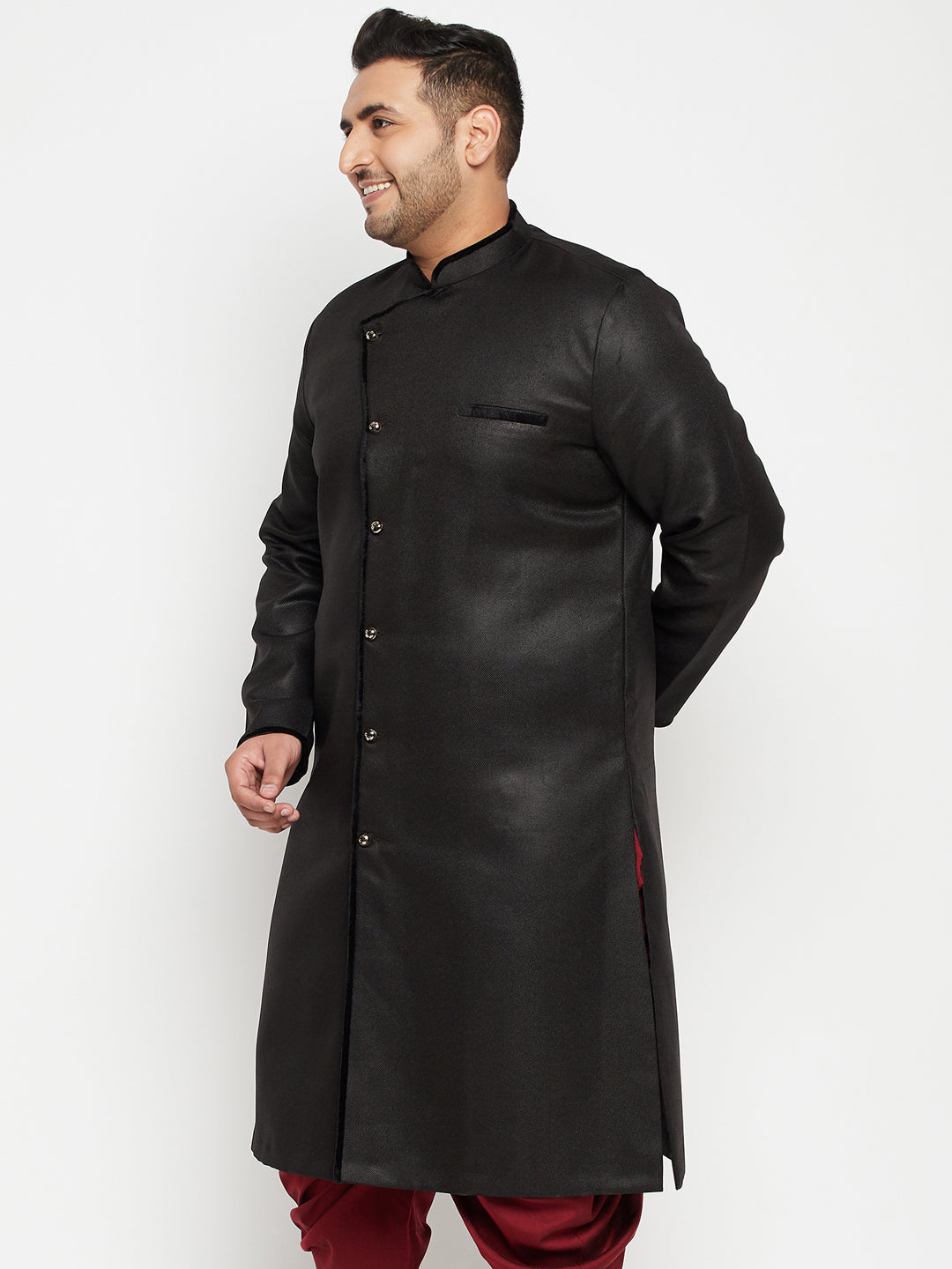 vastramay mens plus size black sherwani only top