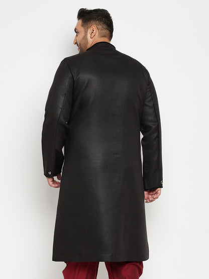 vastramay mens plus size black sherwani only top