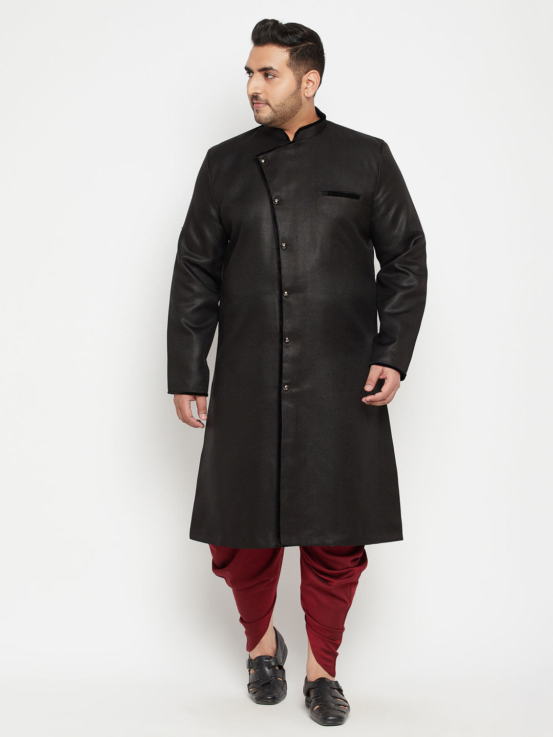 vastramay mens plus size black sherwani only top