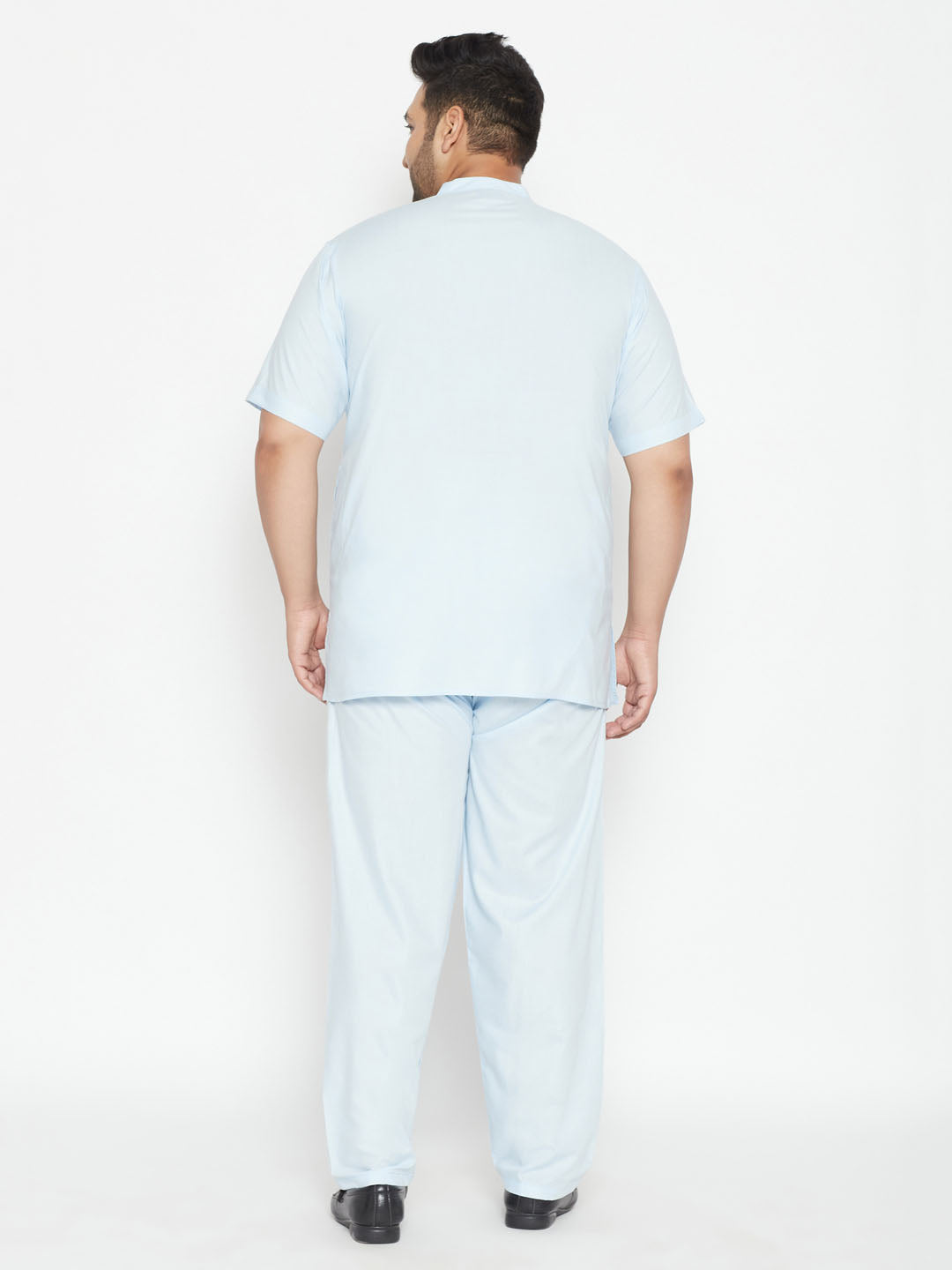 mens plus size aqua blue cotton kurta and pyjama set 4