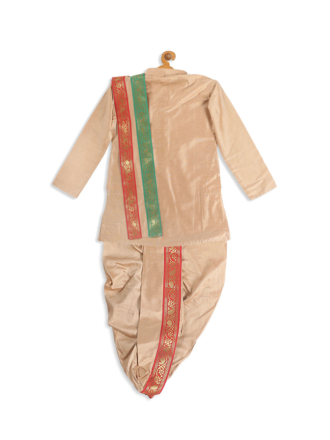 Vastramay SISHU Boy's Rose Gold Kurta with Dhoti Pants & With Dupatta Set