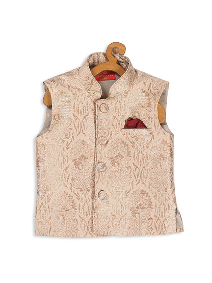 Vastramay SISHU Boy's Rose Gold Silk Blend Nehru Jacket