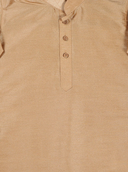 Vastramay SISHU Boy's Gold-Toned & Blue Kurta with Pyjama & Nehru Jacket