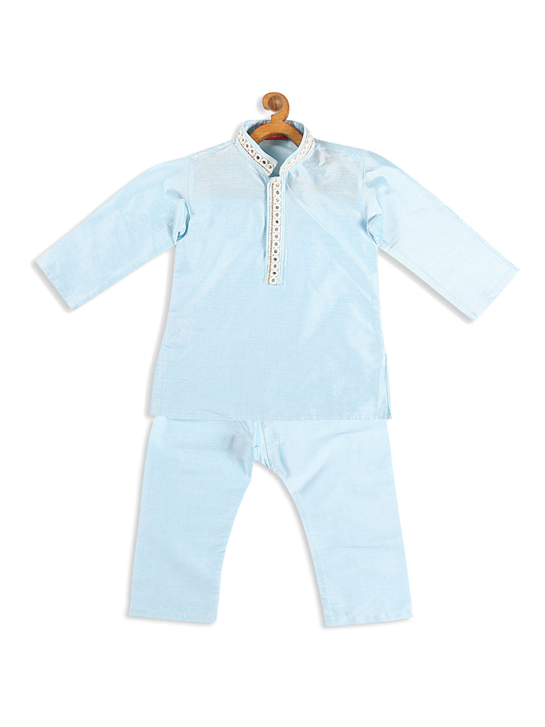 boys aqua blue viscose kurta and pyjama set 1