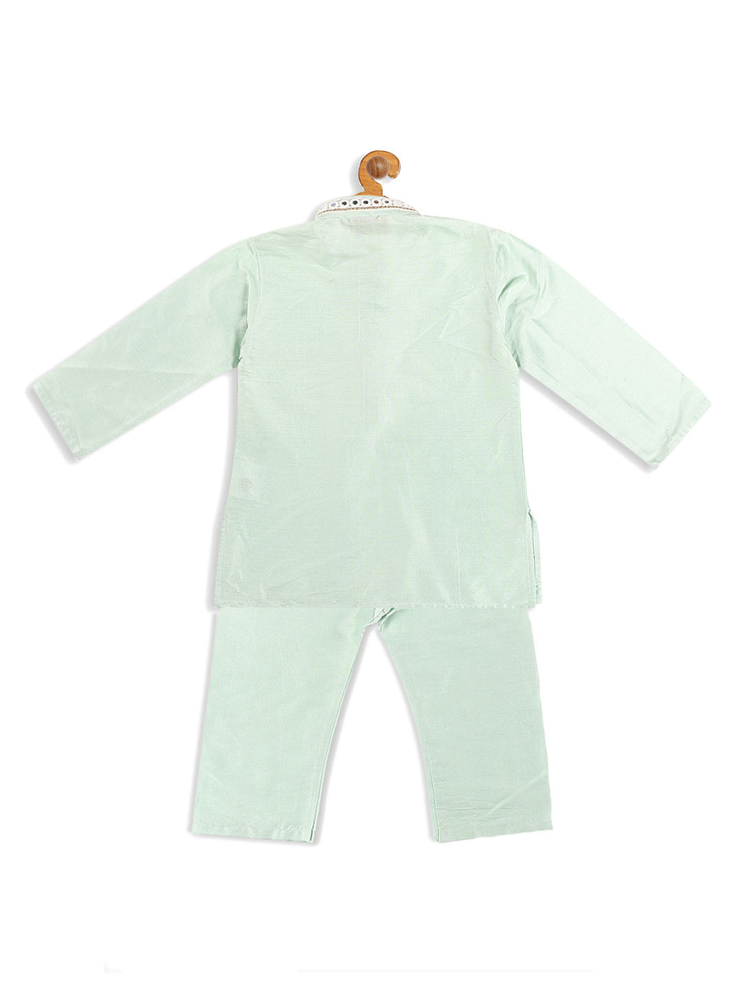 boys green viscose kurta and pyjama set