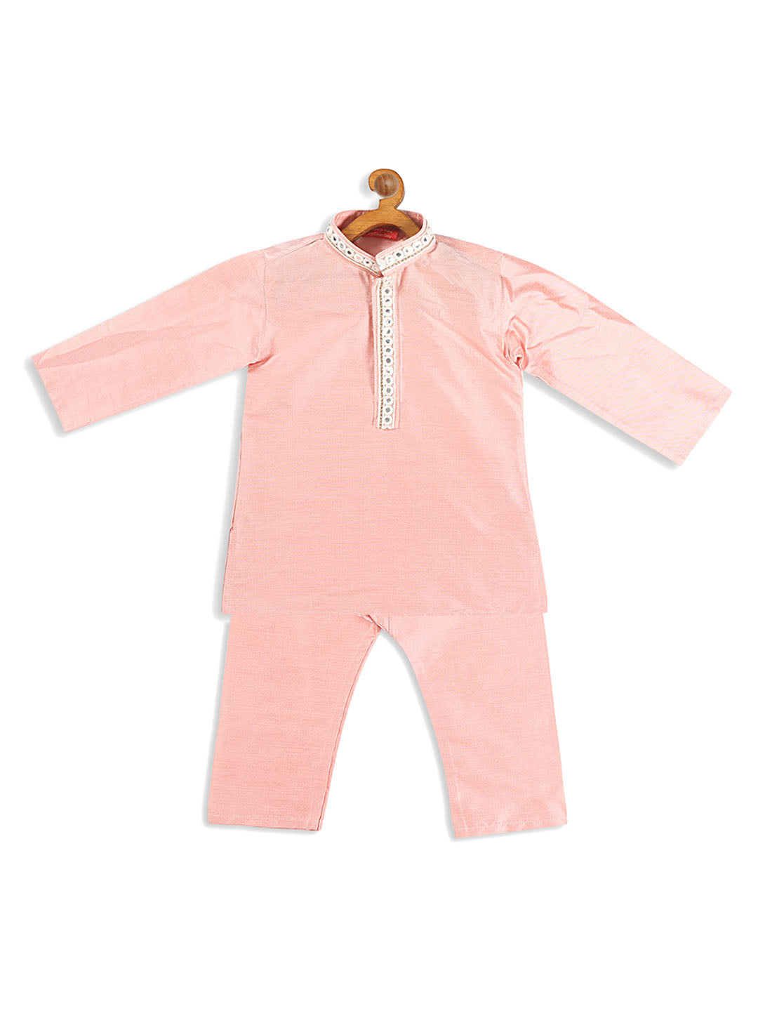 boys pink viscose kurta and pyjama set 1