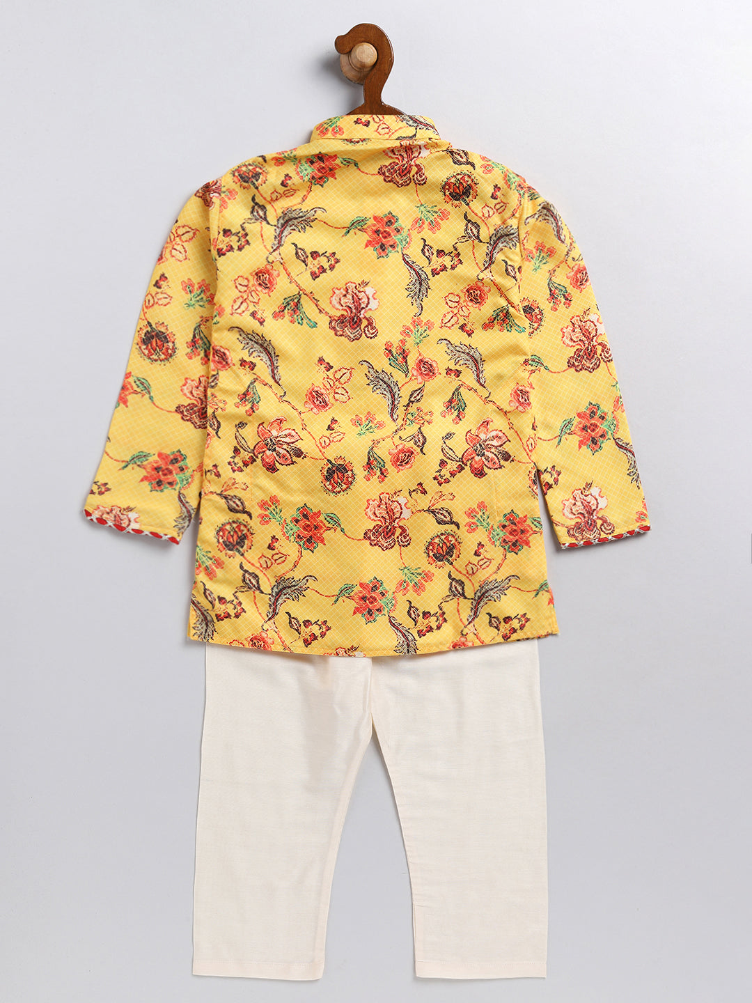 VASTRAMAY SISHU Boys' Multicolor-Base-Mustard And Cream Kurta Pyjama Set