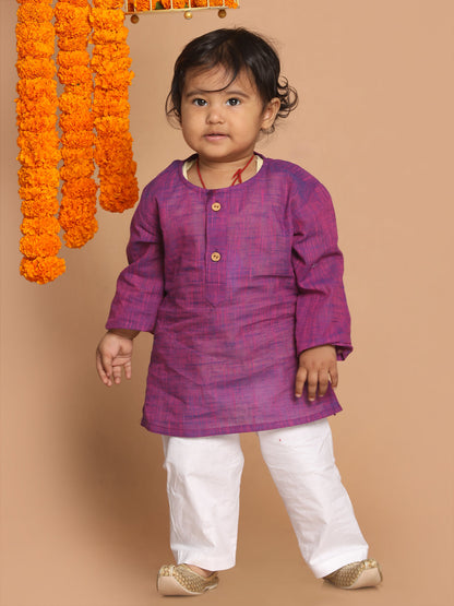 boys purple color kurta and white pyjama set