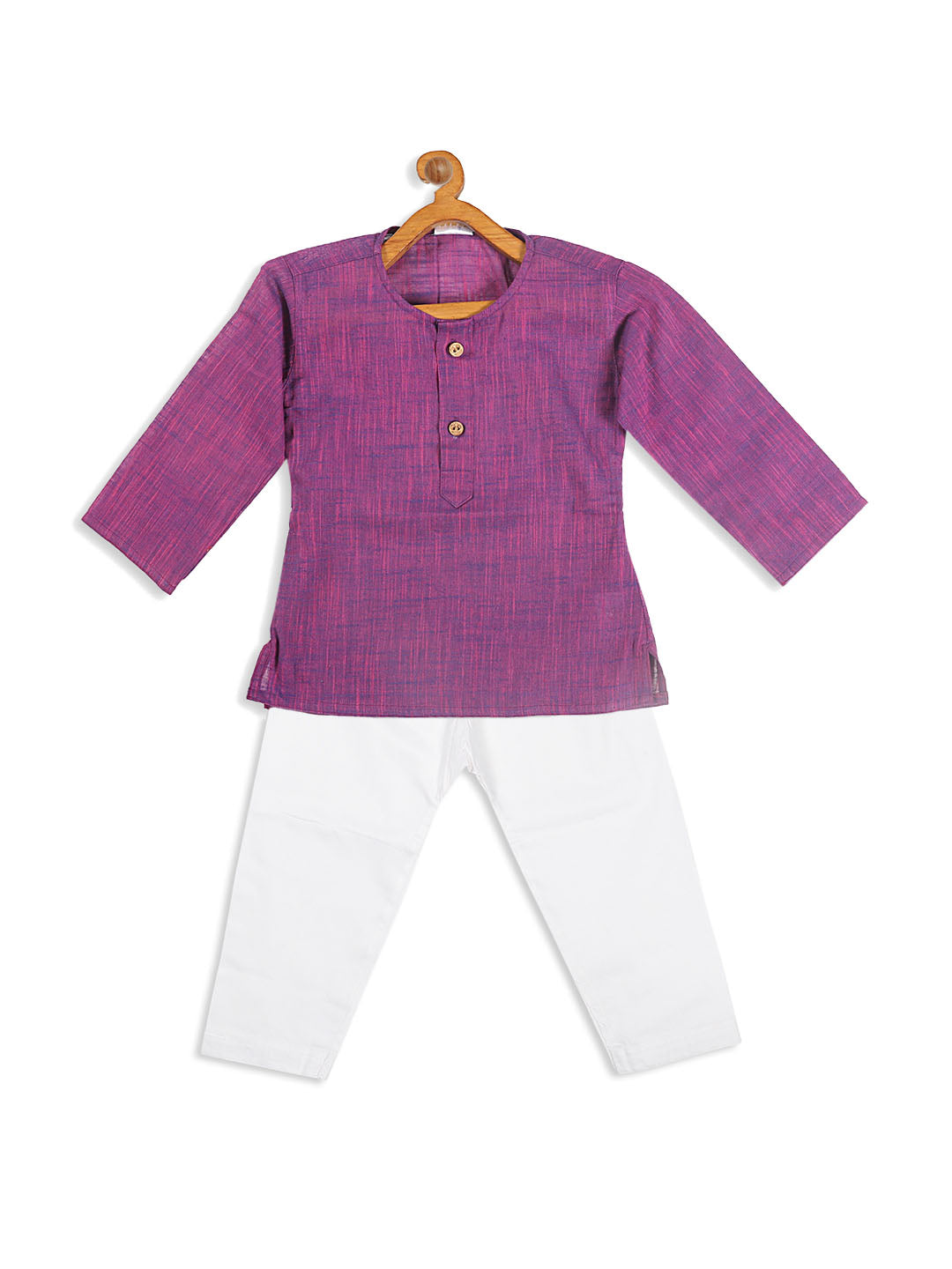 boys purple color kurta and white pyjama set