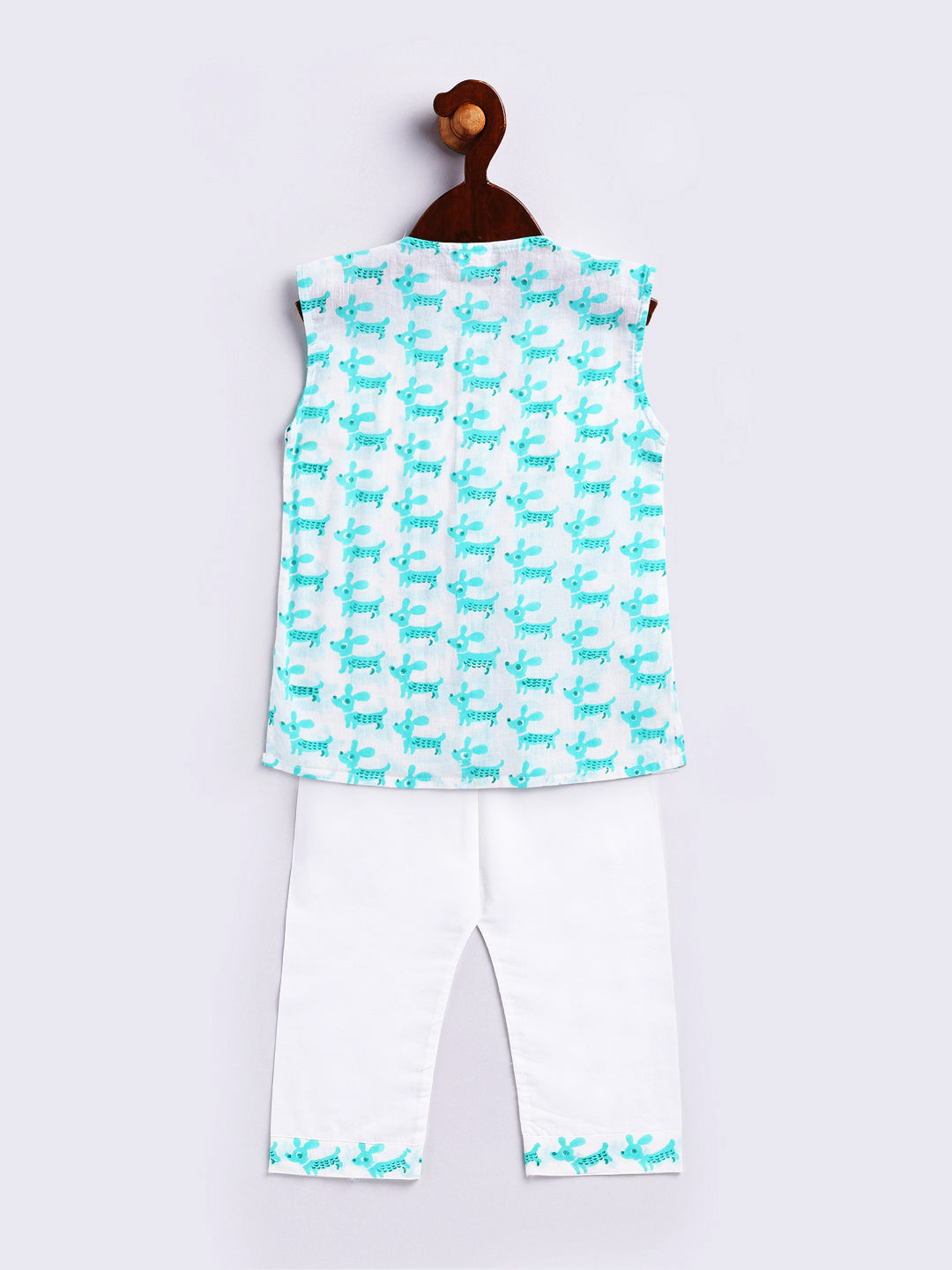 Vastramay Infant Boy's Aqua Cotton Kurta Pyjama Set