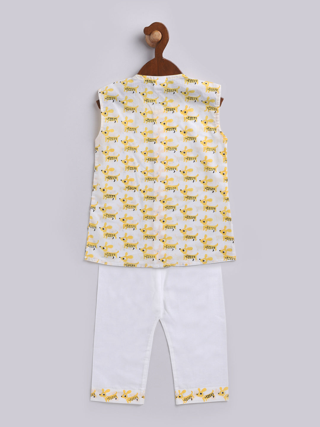 Vastramay Infant Boy's Yellow Cotton Kurta Pyjama Set