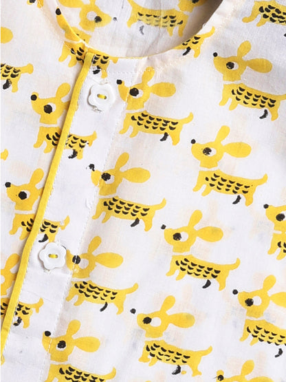 Vastramay Infant Boy's Yellow Cotton Kurta Pyjama Set