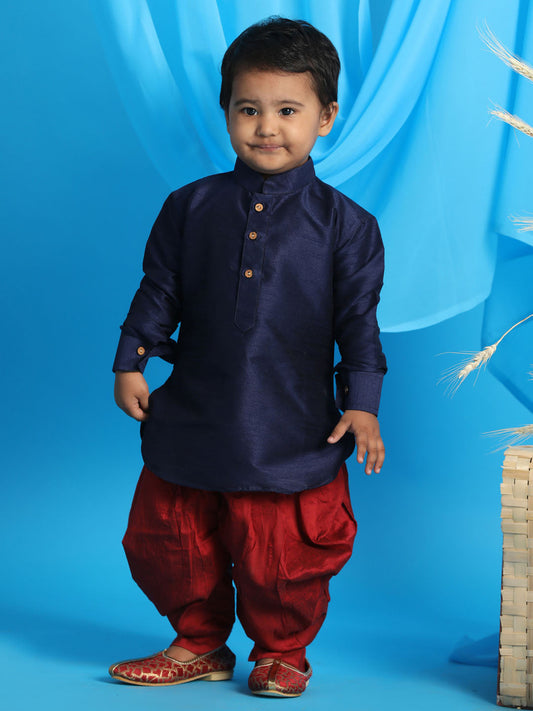 Vastramay sishu boys blue maroon kurta with dhoti pants