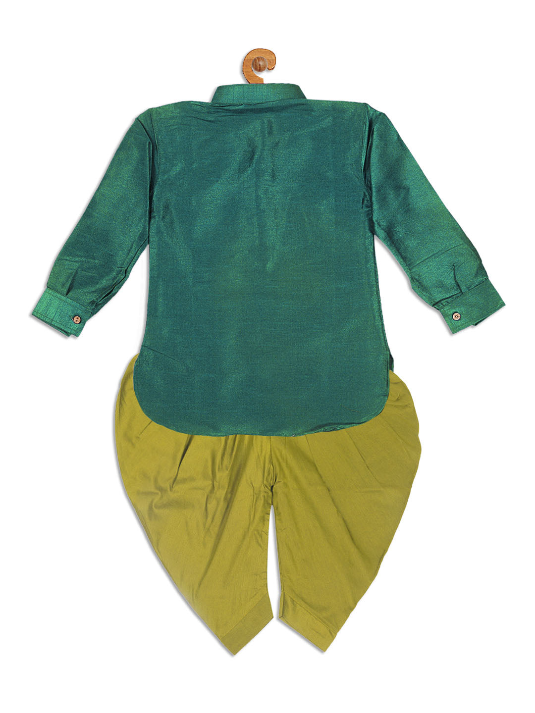 Vastramay sishu boys green kurta and green cowl dhoti set